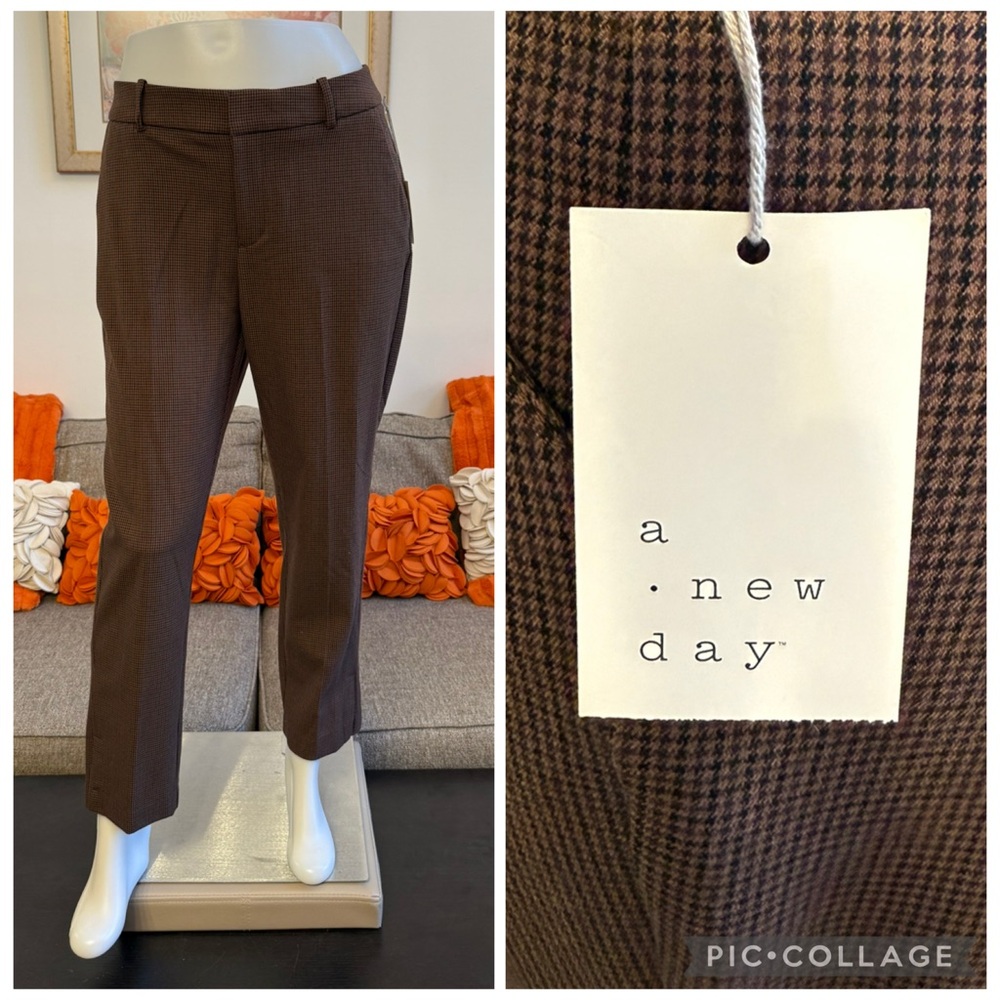 ❣️🆕a. new day Brown & Black Houndstooth Slim Ankle Dress Pants❣️